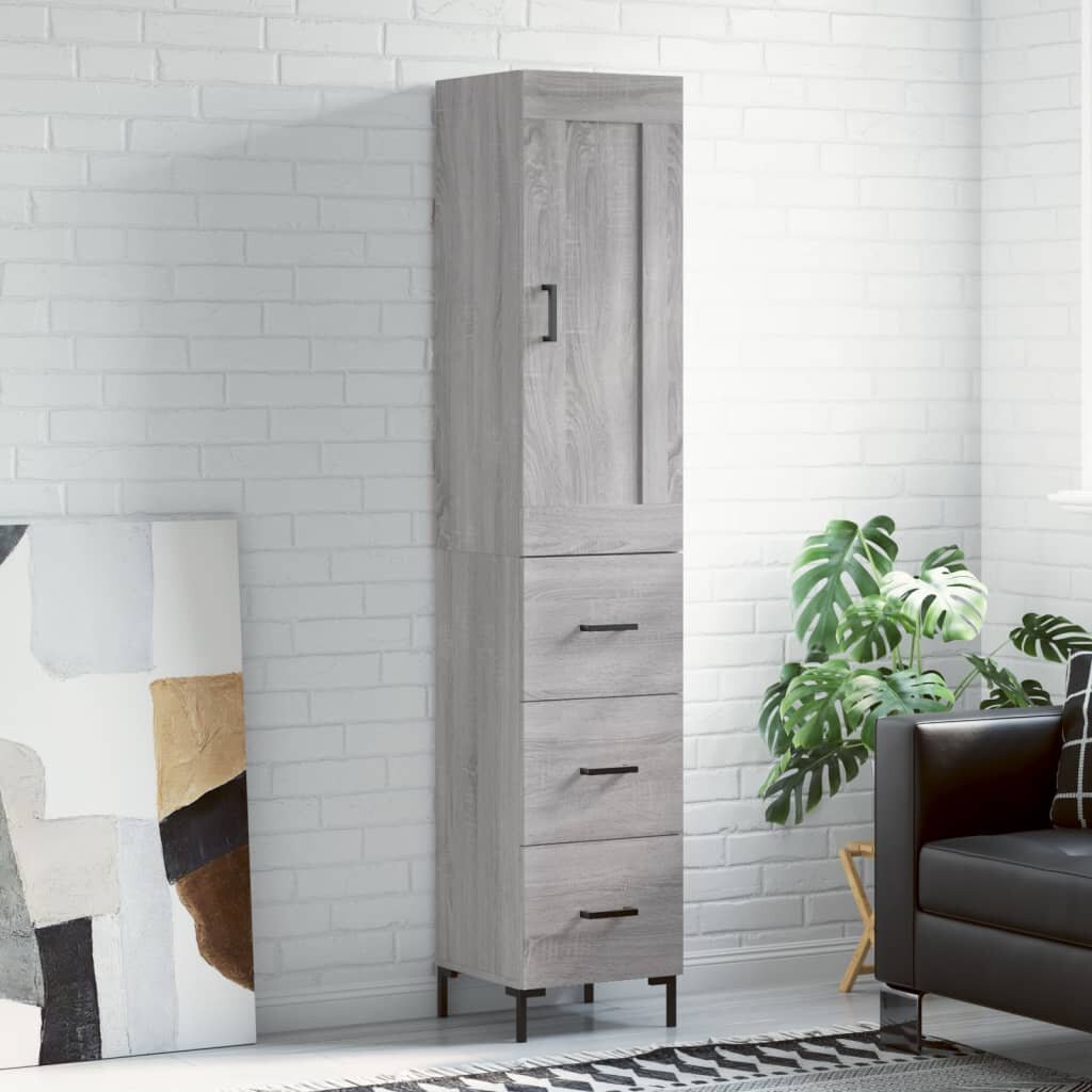 vidaXL Висок шкаф сив сонома 345x34x180 см инженерно дърво