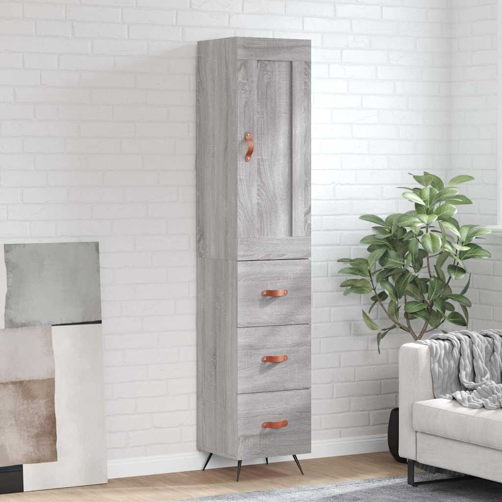 vidaXL Висок шкаф сив сонома 345x34x180 см инженерно дърво