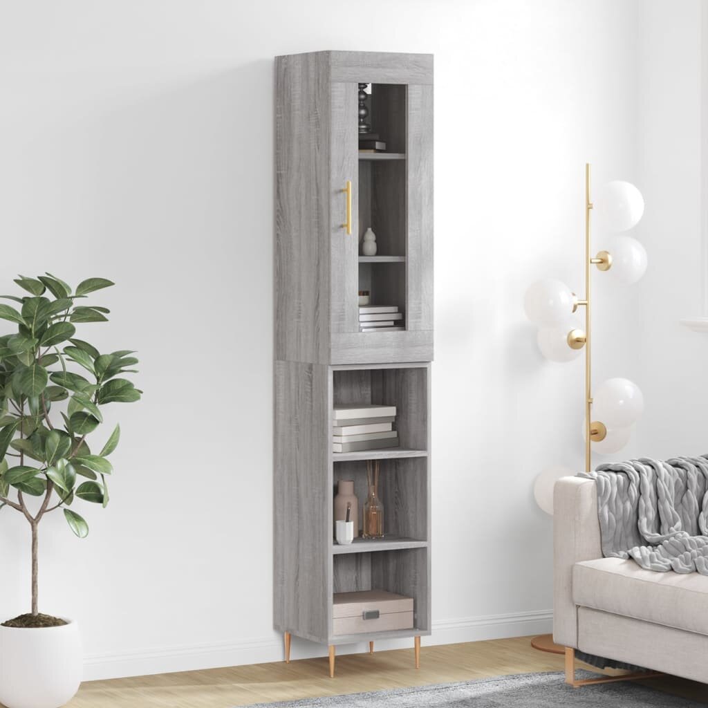 vidaXL Висок шкаф сив сонома 345x34x180 см инженерно дърво