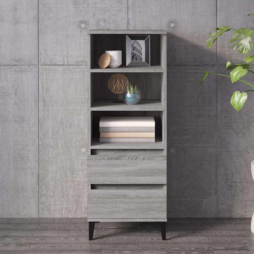 vidaXL Висок шкаф Сив сонома 40x36x110 см инженерно дърво