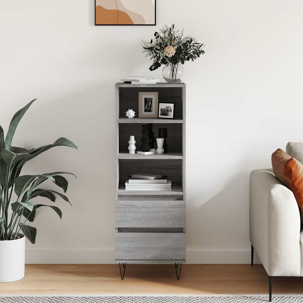 vidaXL Висок шкаф Сив сонома 40x36x110 см инженерно дърво