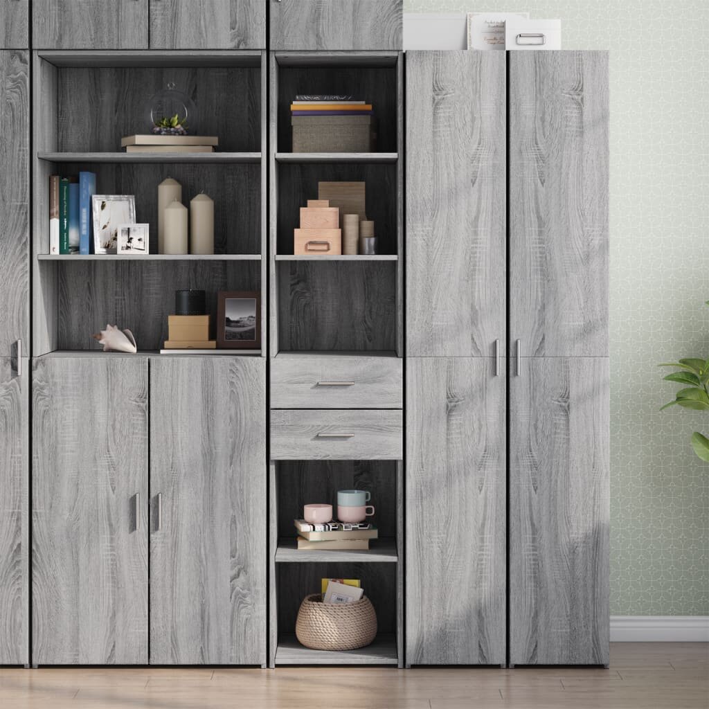 vidaXL Висок шкаф сив сонома 40x425x185 см инженерно дърво