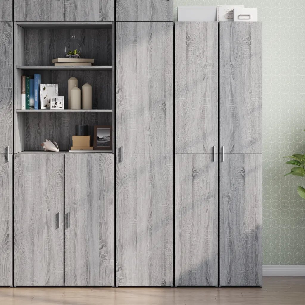 vidaXL Висок шкаф сив сонома 40x425x185 см инженерно дърво