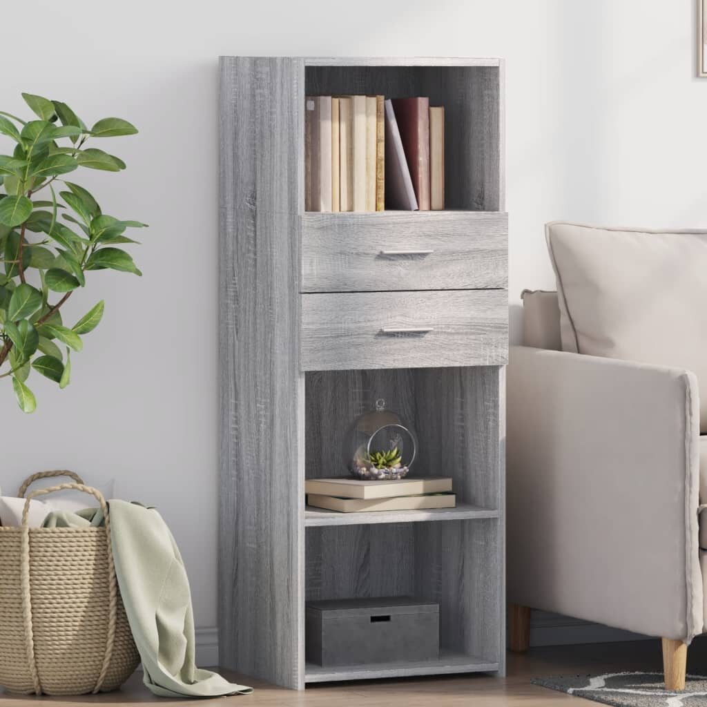 vidaXL Висок шкаф сив сонома 45x425x124 см инженерно дърво