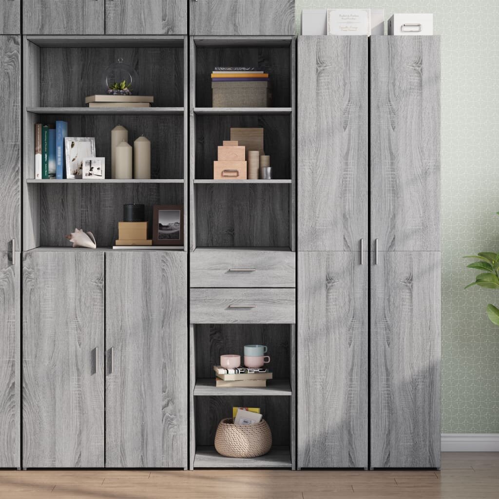 vidaXL Висок шкаф сив сонома 45x425x185 см инженерно дърво