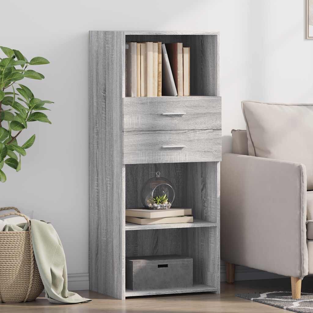 vidaXL Висок шкаф сив сонома 50x425x124 см инженерно дърво