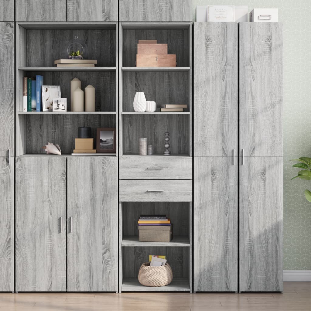 vidaXL Висок шкаф сив сонома 50x425x185 см инженерно дърво