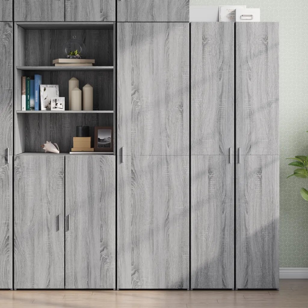 vidaXL Висок шкаф сив сонома 50x425x185 см инженерно дърво
