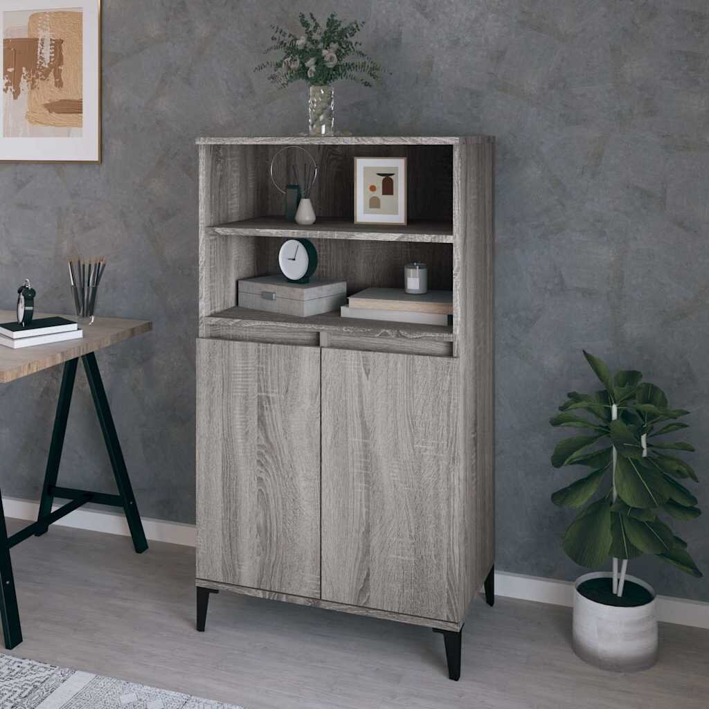 vidaXL Висок шкаф Сив сонома 60x36x110 см инженерно дърво