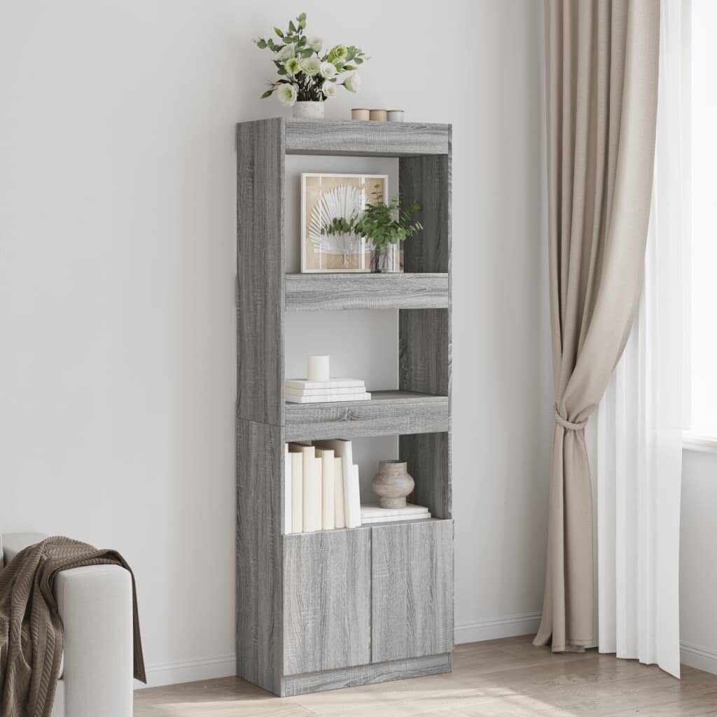 vidaXL Висок шкаф сив сонома 63x33x180 см инженерно дърво