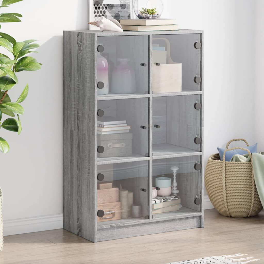 vidaXL Висок шкаф Сив сонома 68x37x109 см инженерно дърво