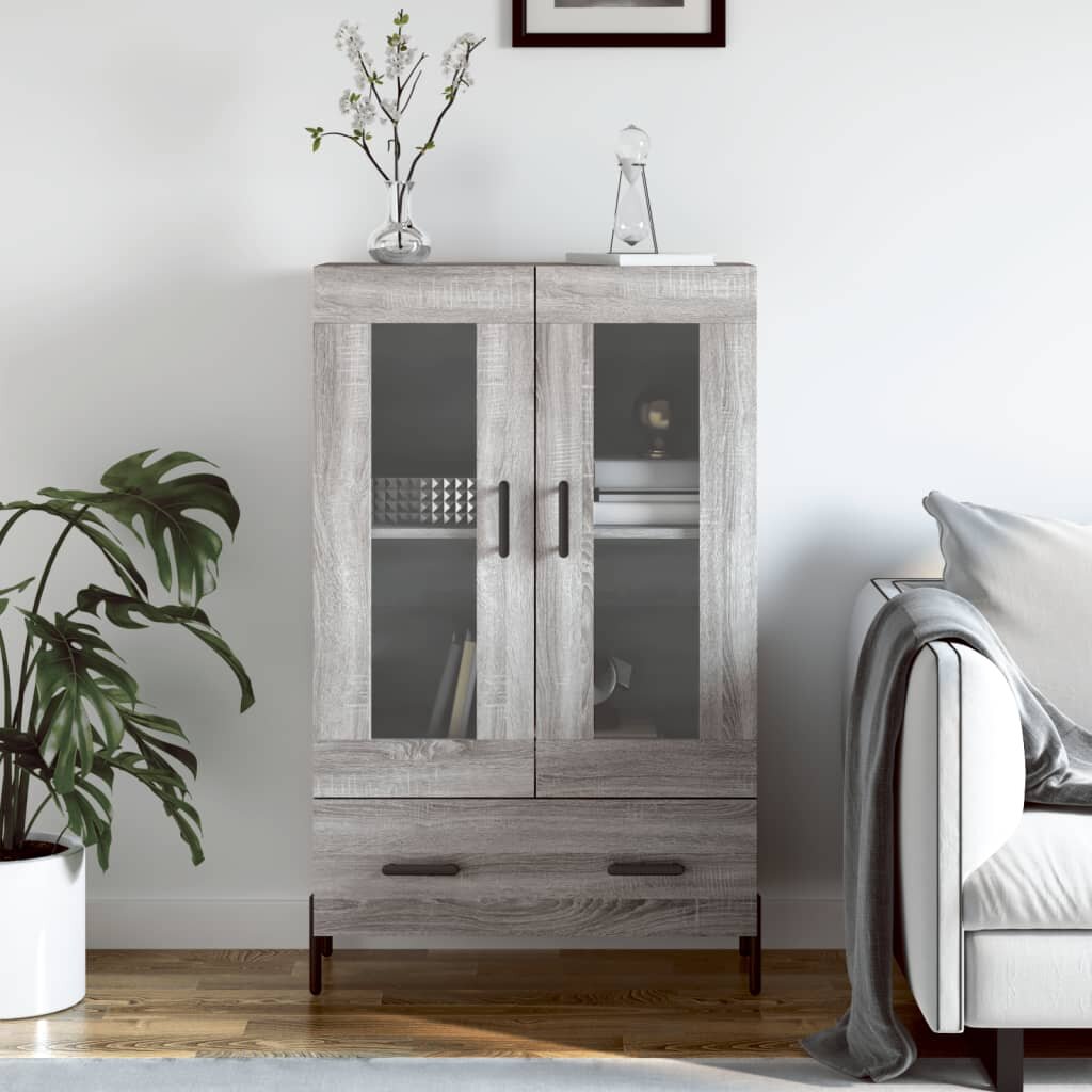 vidaXL Висок шкаф сив сонома 695x31x115 см инженерно дърво