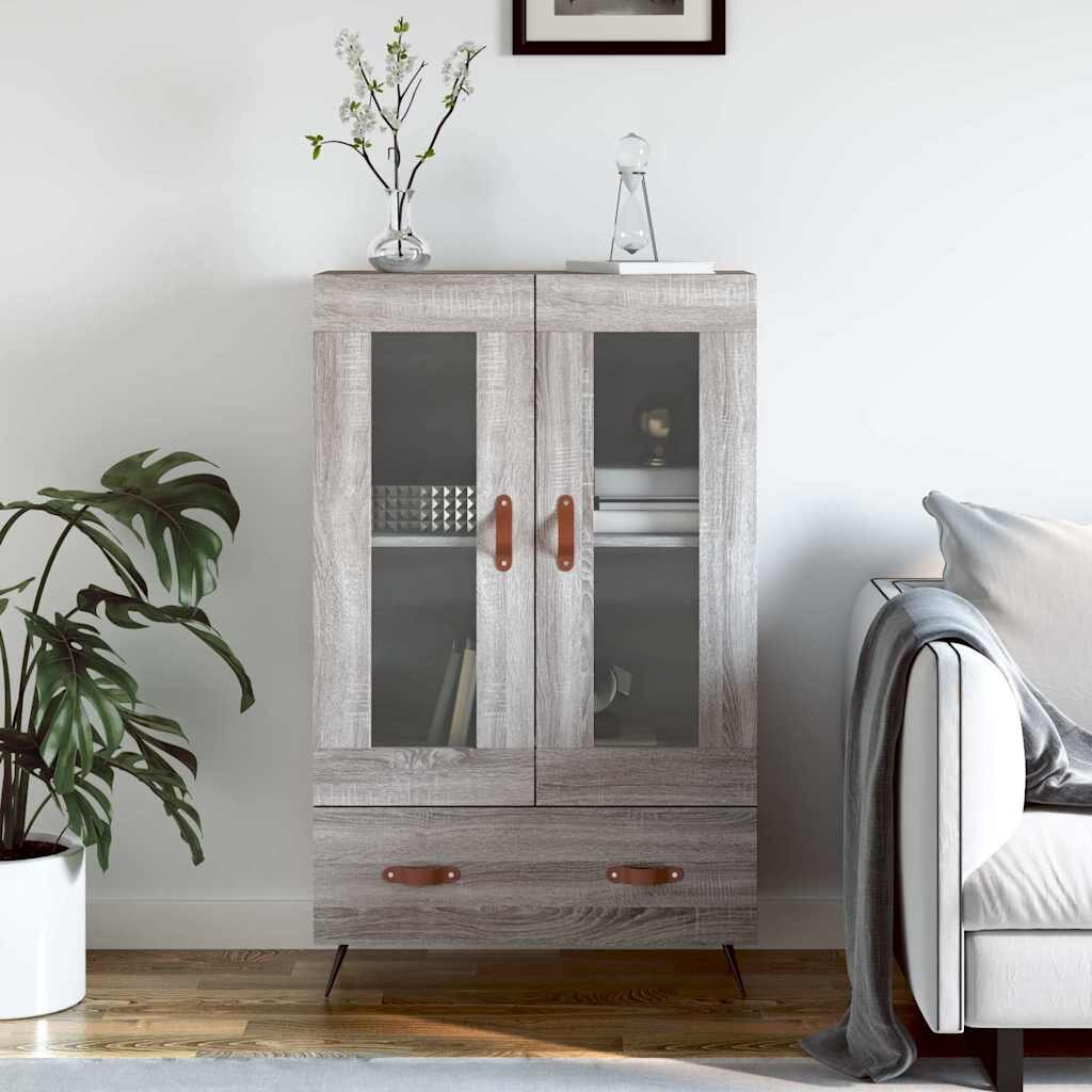 vidaXL Висок шкаф сив сонома 695x31x115 см инженерно дърво