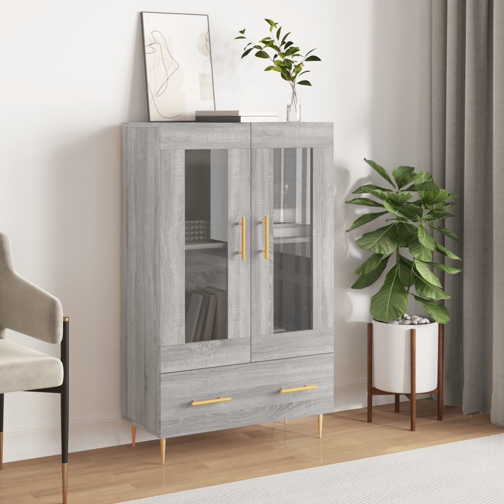 vidaXL Висок шкаф сив сонома 695x31x115 см инженерно дърво