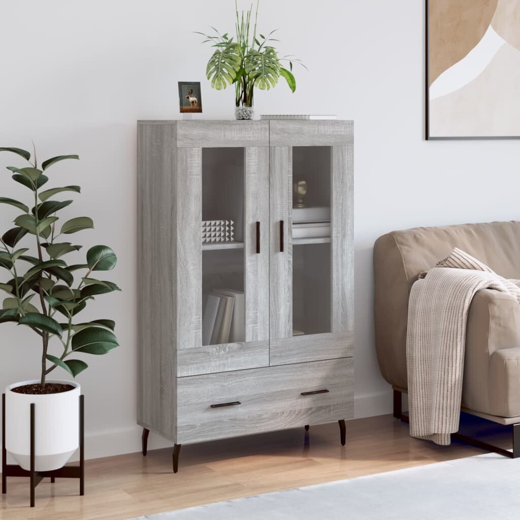 vidaXL Висок шкаф сив сонома 695x31x115 см инженерно дърво