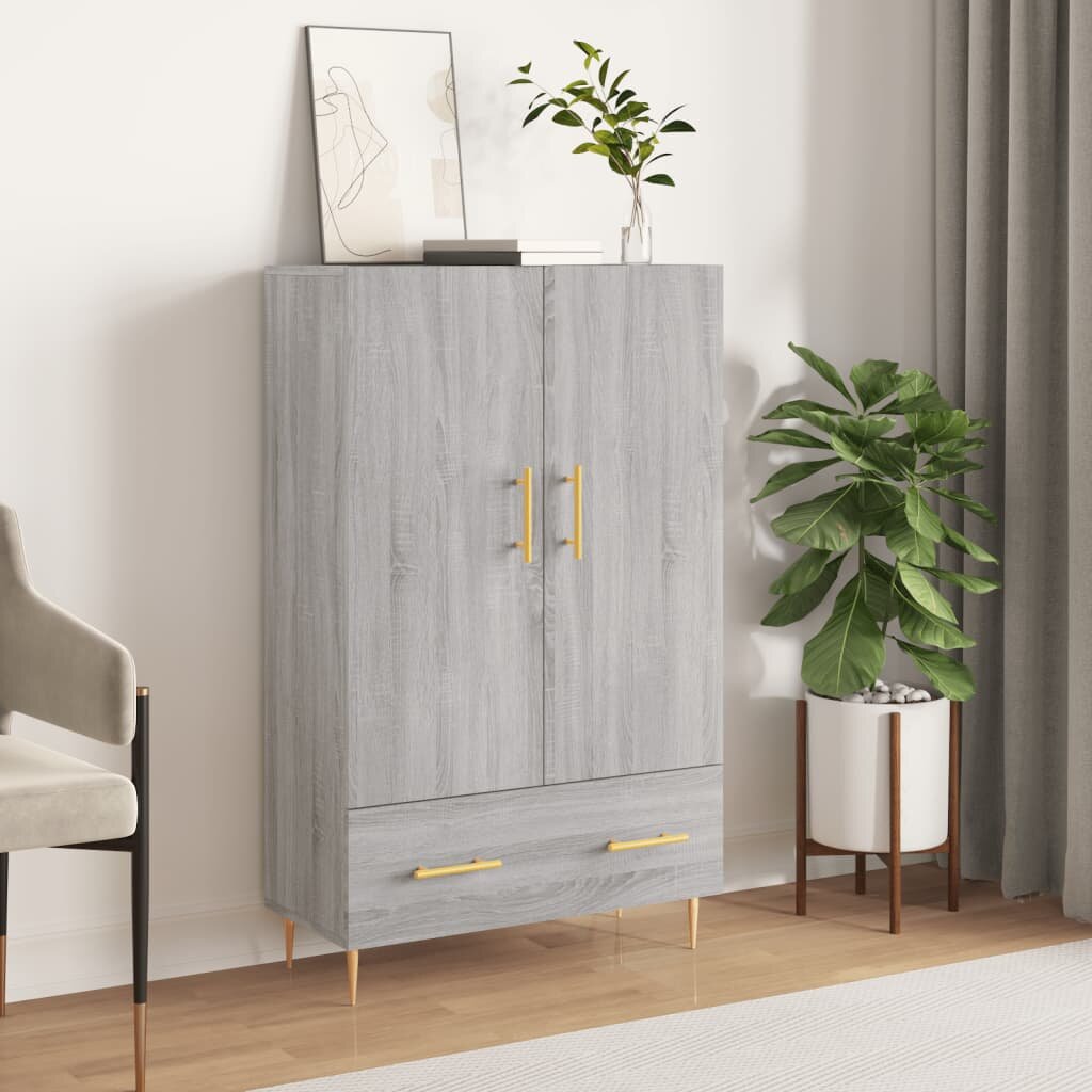 vidaXL Висок шкаф сив сонома 695x31x115 см инженерно дърво