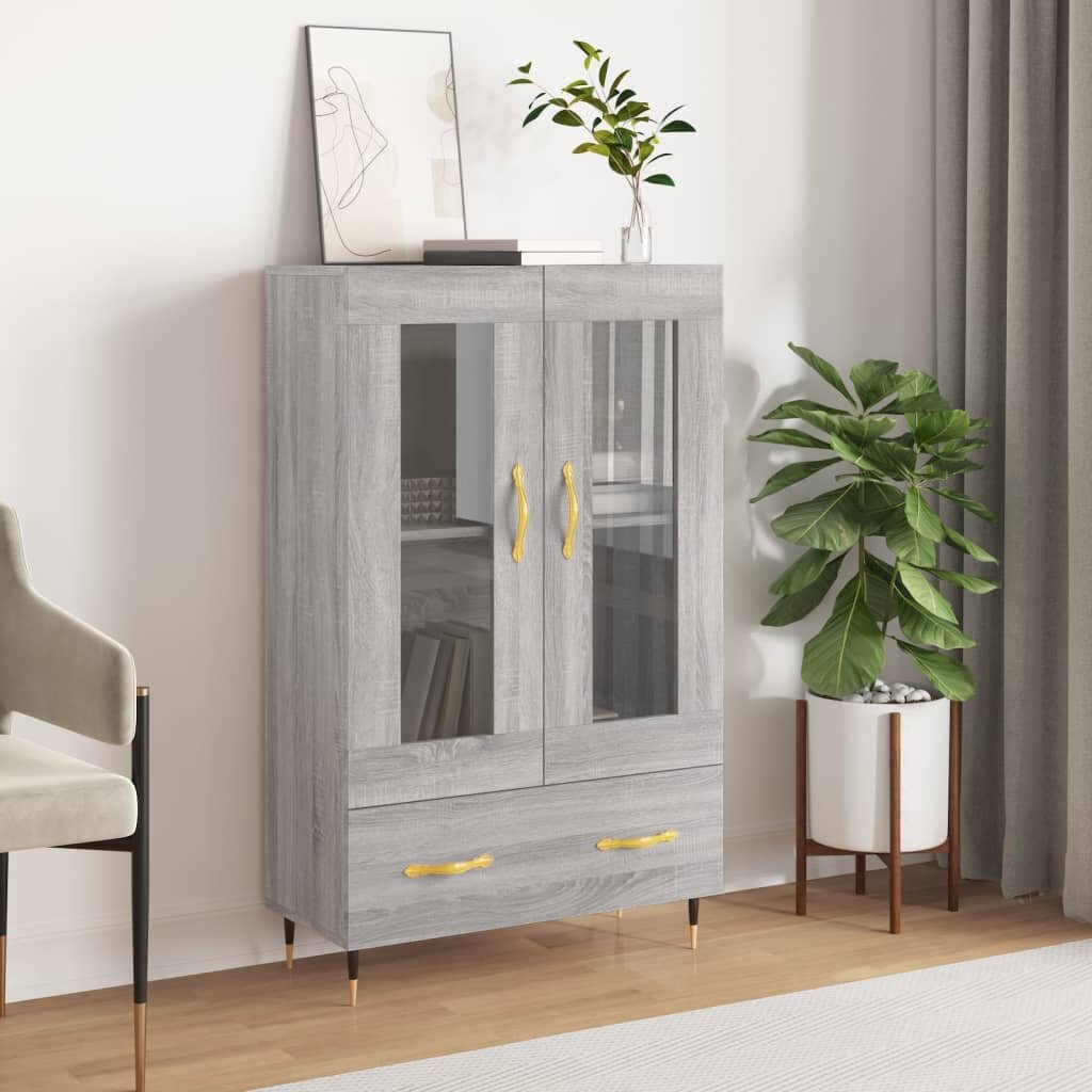 vidaXL Висок шкаф сив сонома 695x31x115 см инженерно дърво