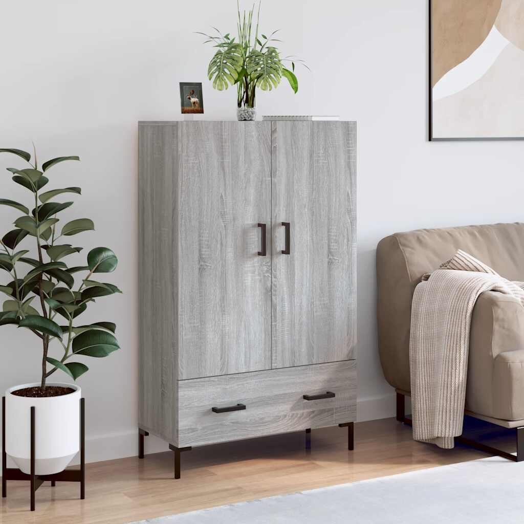 vidaXL Висок шкаф сив сонома 695x31x115 см инженерно дърво