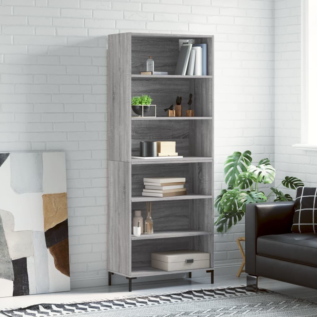vidaXL Висок шкаф сив сонома 695x325x180 см инженерно дърво