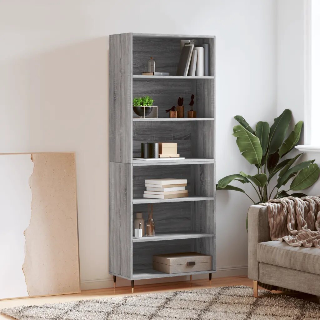 vidaXL Висок шкаф сив сонома 695x325x180 см инженерно дърво