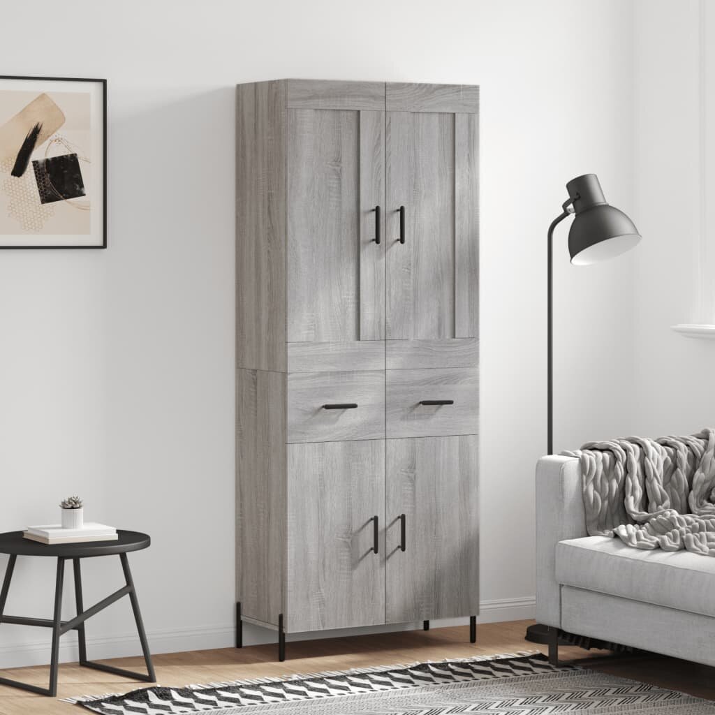 vidaXL Висок шкаф сив сонома 695x34x180 см инженерно дърво