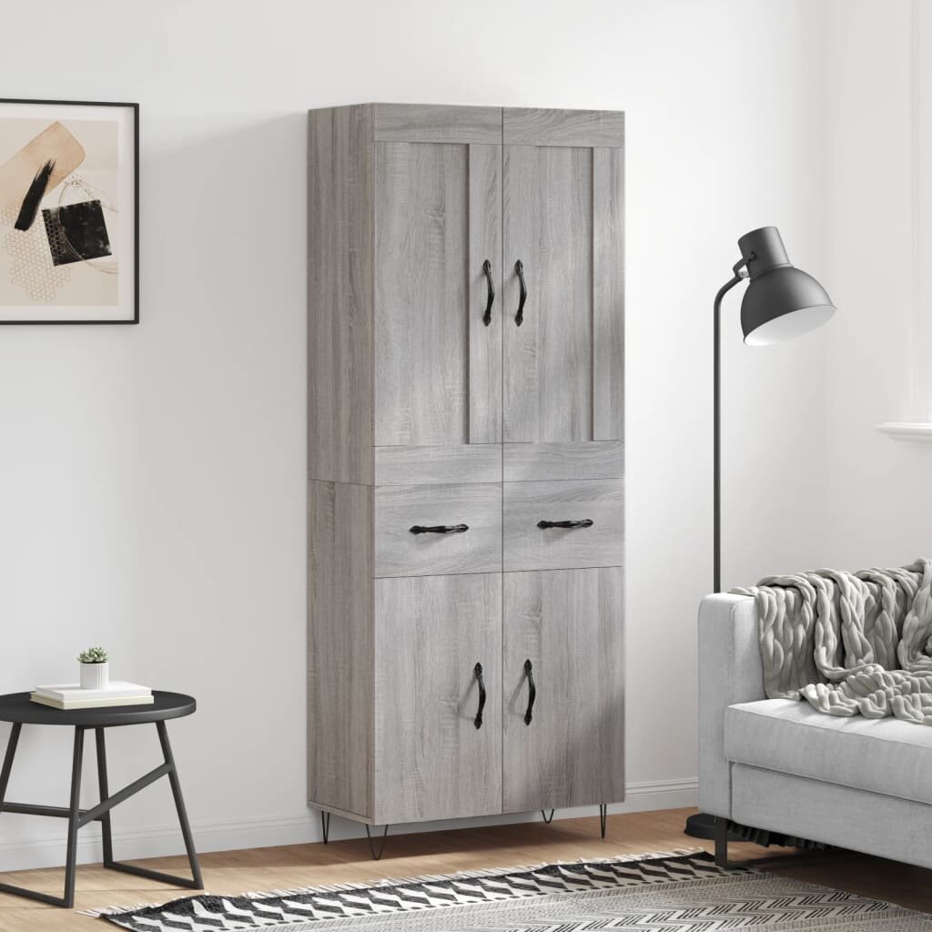 vidaXL Висок шкаф сив сонома 695x34x180 см инженерно дърво