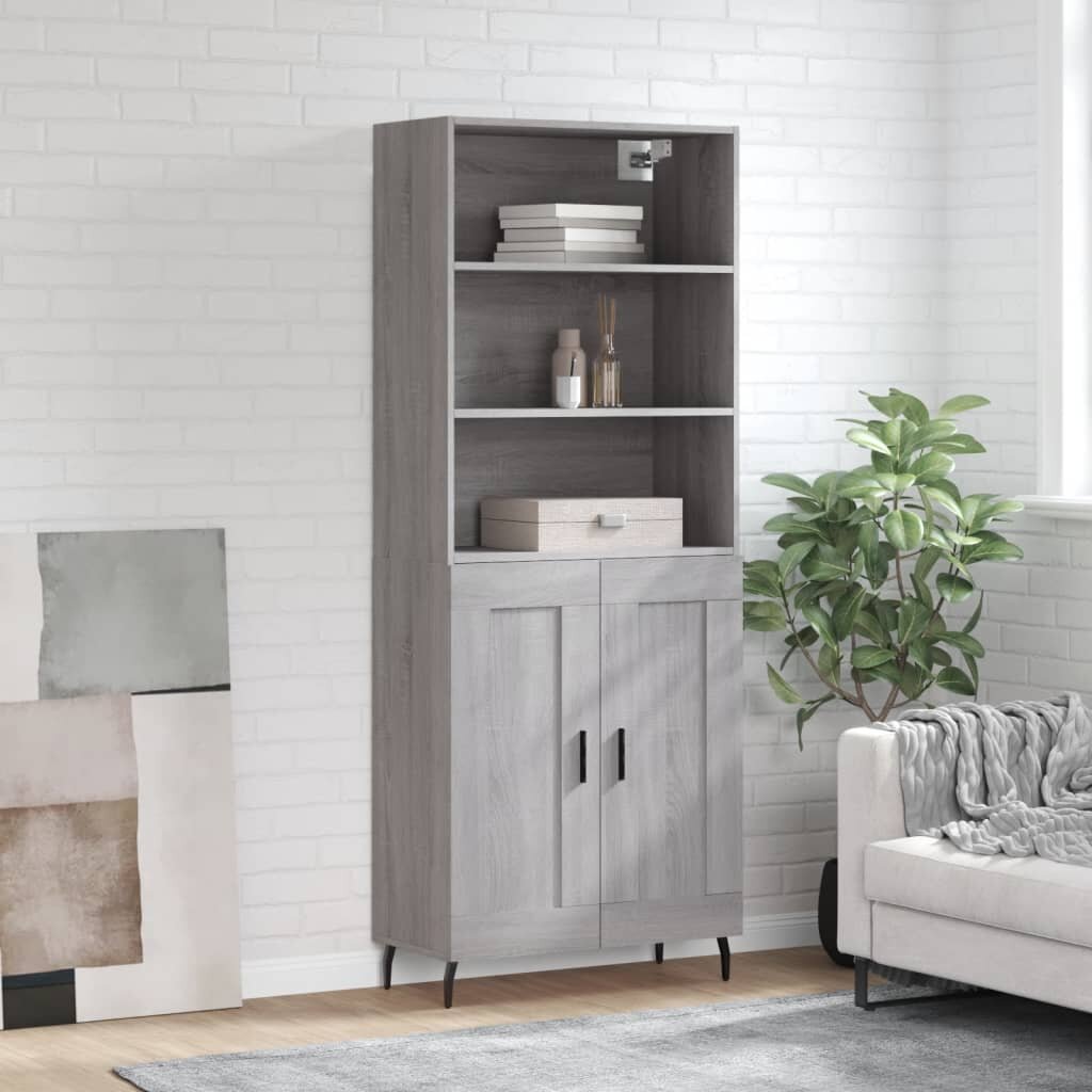 vidaXL Висок шкаф сив сонома 695x34x180 см инженерно дърво