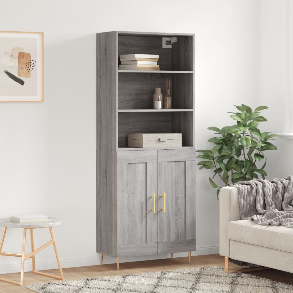 vidaXL Висок шкаф сив сонома 695x34x180 см инженерно дърво