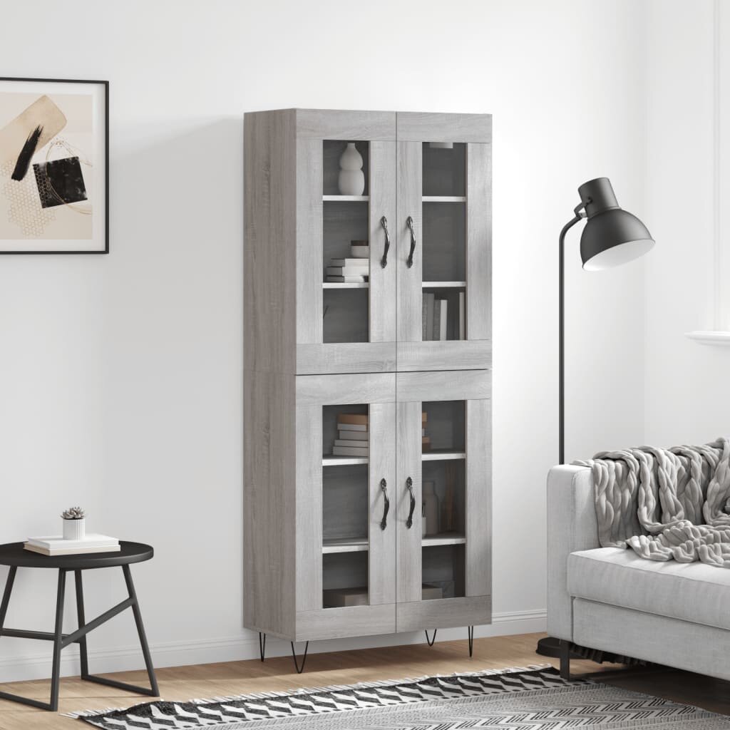 vidaXL Висок шкаф сив сонома 695x34x180 см инженерно дърво
