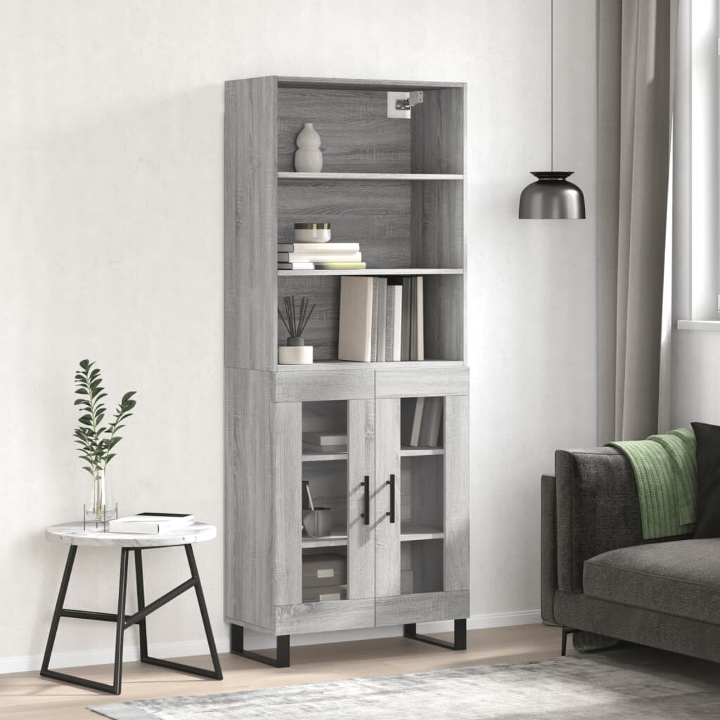 vidaXL Висок шкаф сив сонома 695x34x180 см инженерно дърво