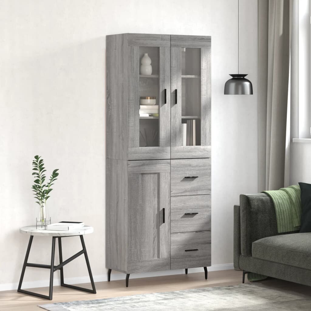 vidaXL Висок шкаф сив сонома 695x34x180 см инженерно дърво