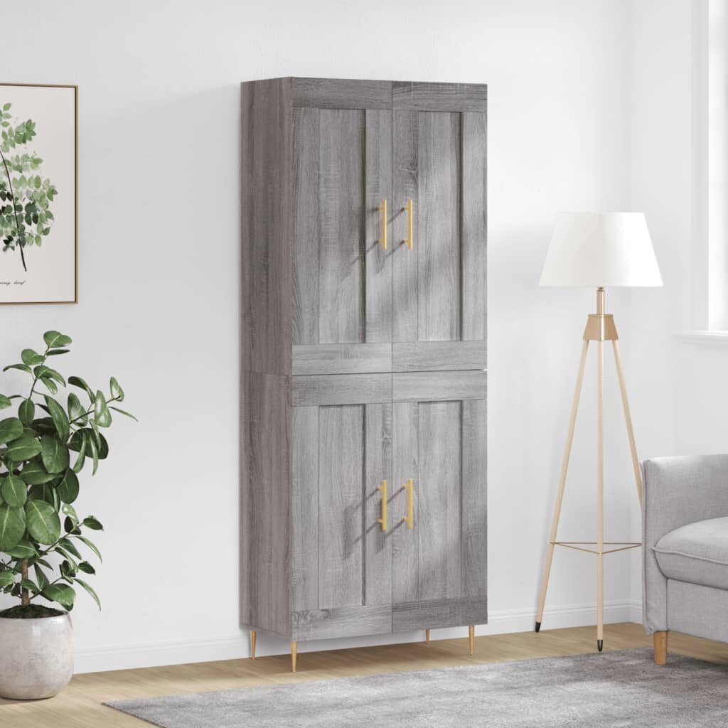 vidaXL Висок шкаф сив сонома 695x34x180 см инженерно дърво