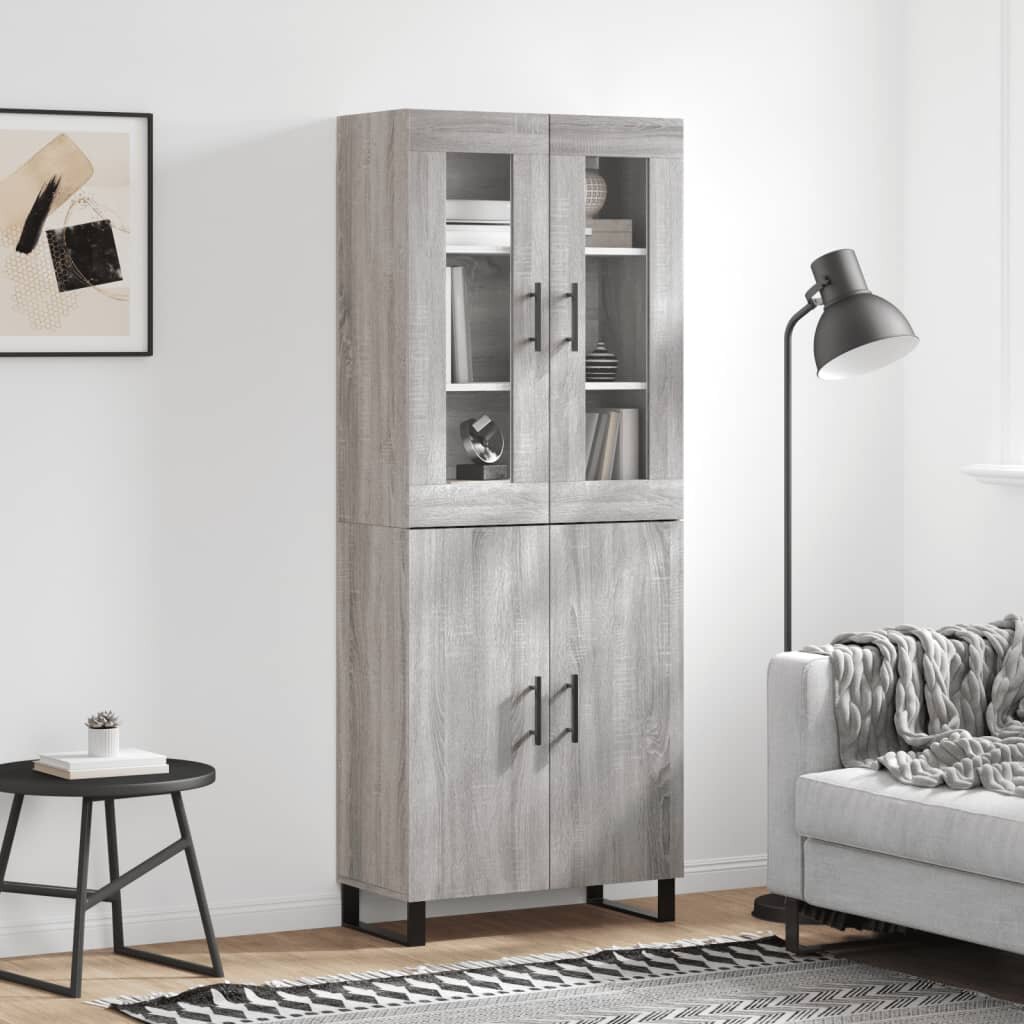 vidaXL Висок шкаф сив сонома 695x34x180 см инженерно дърво