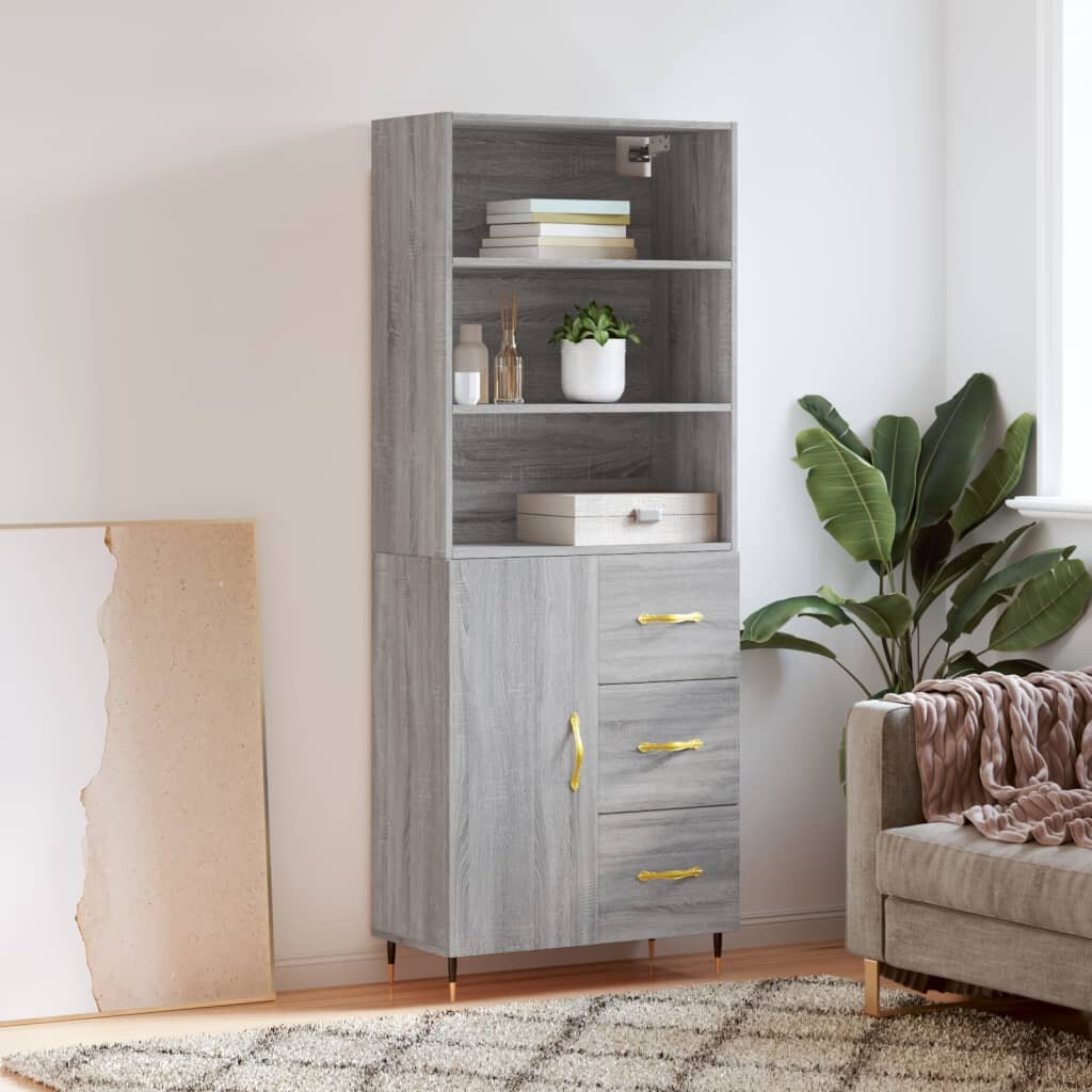 vidaXL Висок шкаф сив сонома 695x34x180 см инженерно дърво