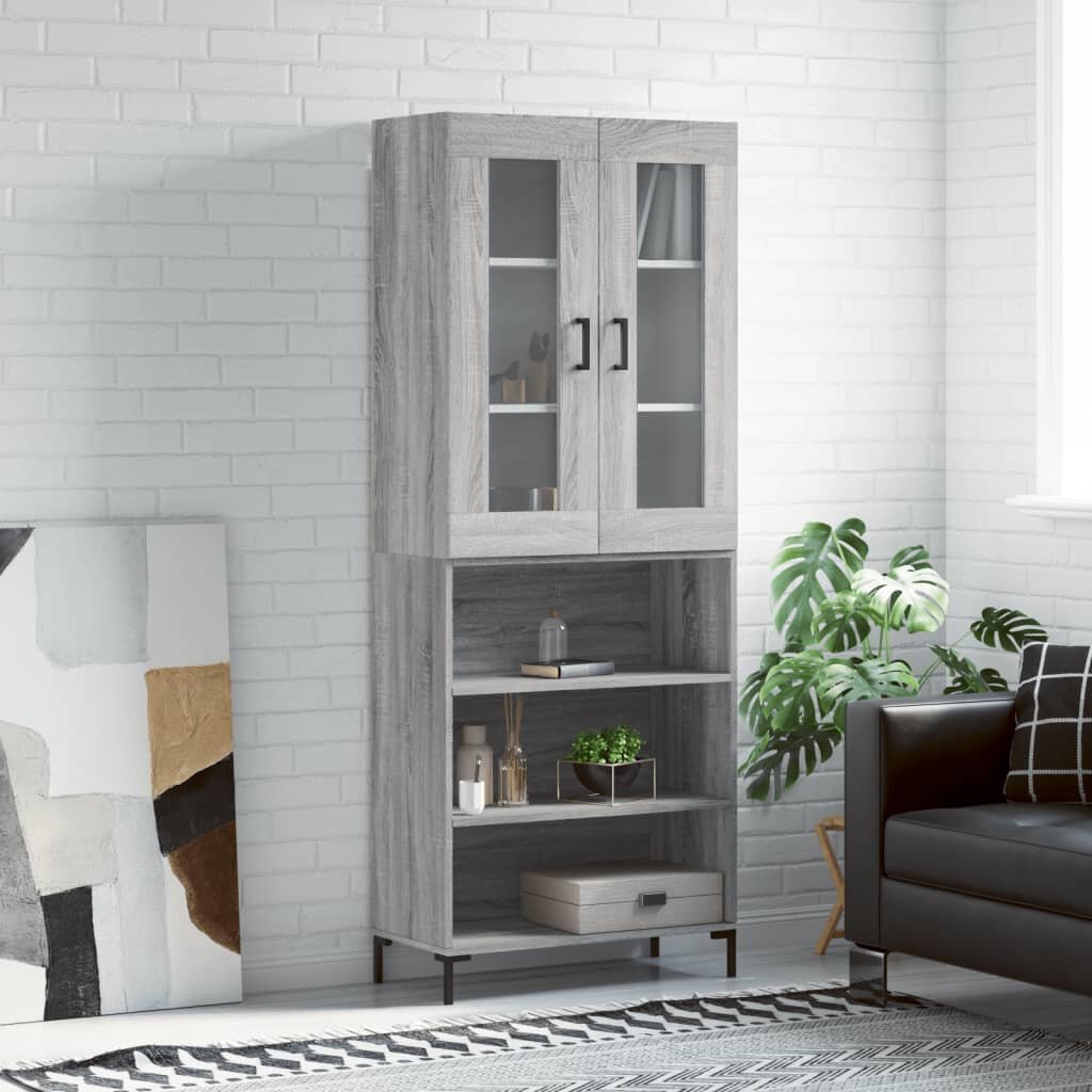 vidaXL Висок шкаф сив сонома 695x34x180 см инженерно дърво