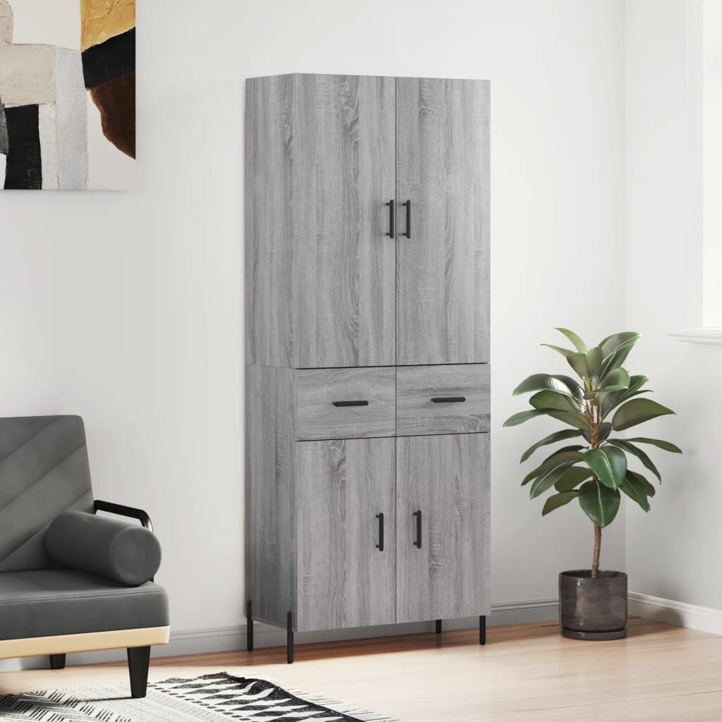 vidaXL Висок шкаф сив сонома 695x34x180 см инженерно дърво