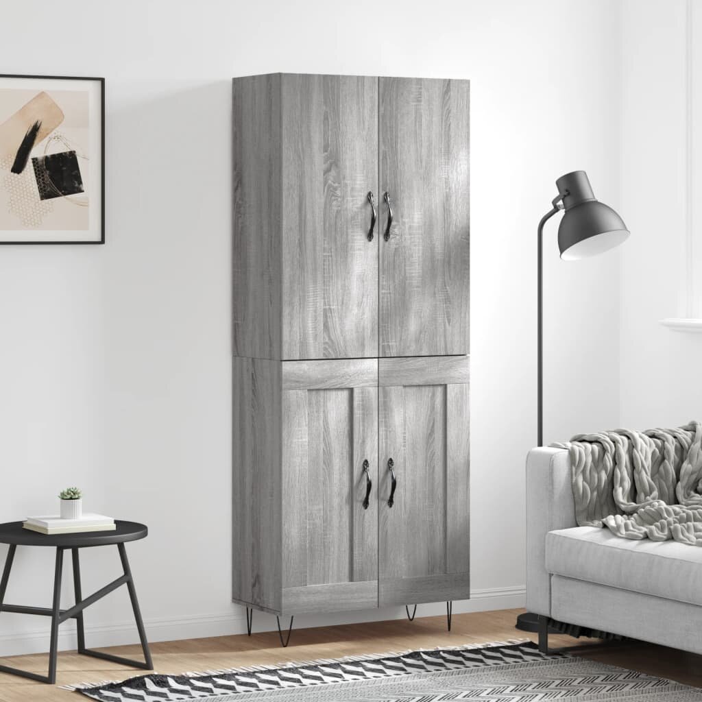 vidaXL Висок шкаф сив сонома 695x34x180 см инженерно дърво