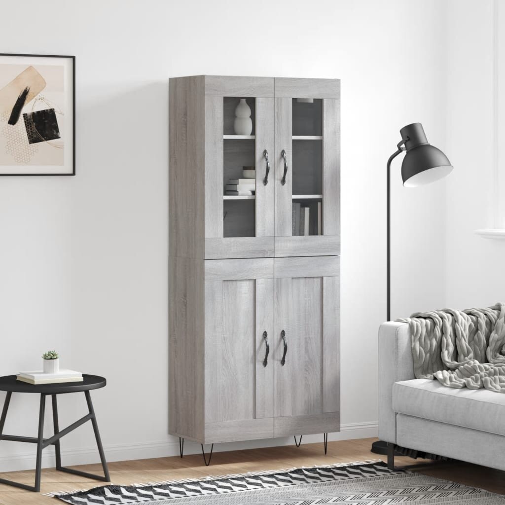 vidaXL Висок шкаф сив сонома 695x34x180 см инженерно дърво