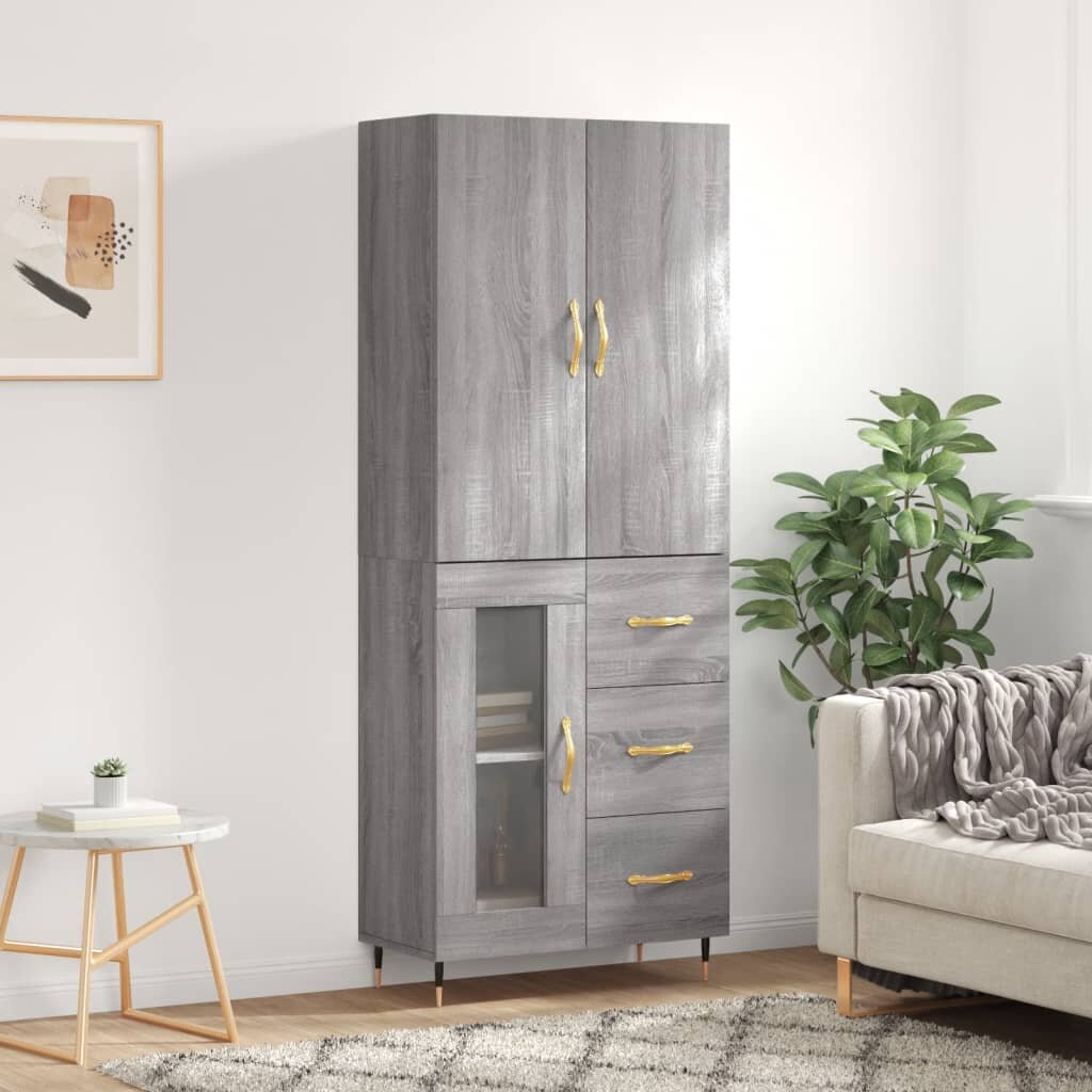 vidaXL Висок шкаф сив сонома 695x34x180 см инженерно дърво