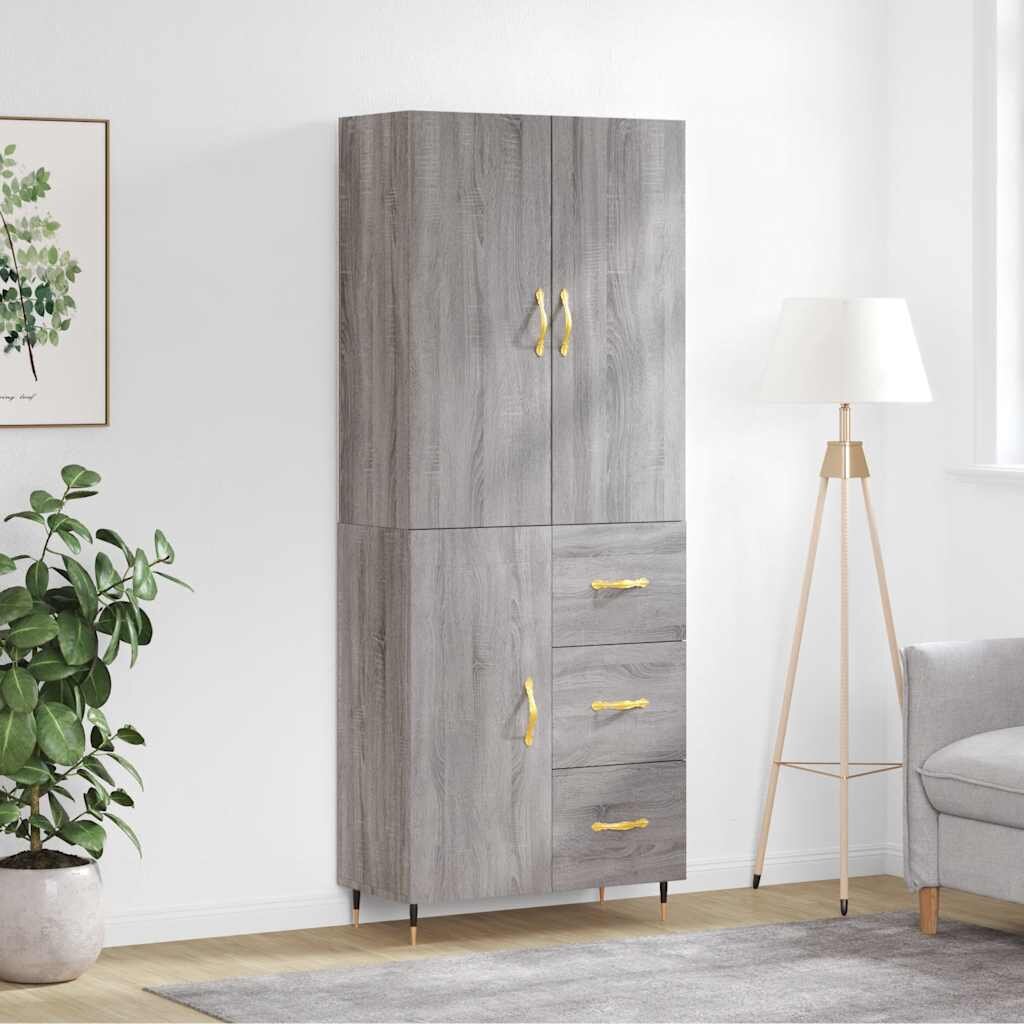 vidaXL Висок шкаф сив сонома 695x34x180 см инженерно дърво