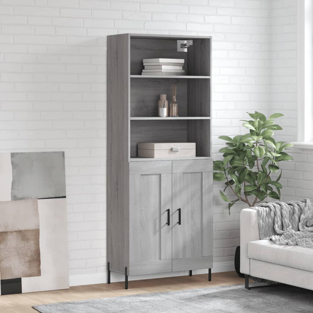 vidaXL Висок шкаф сив сонома 695x34x180 см инженерно дърво