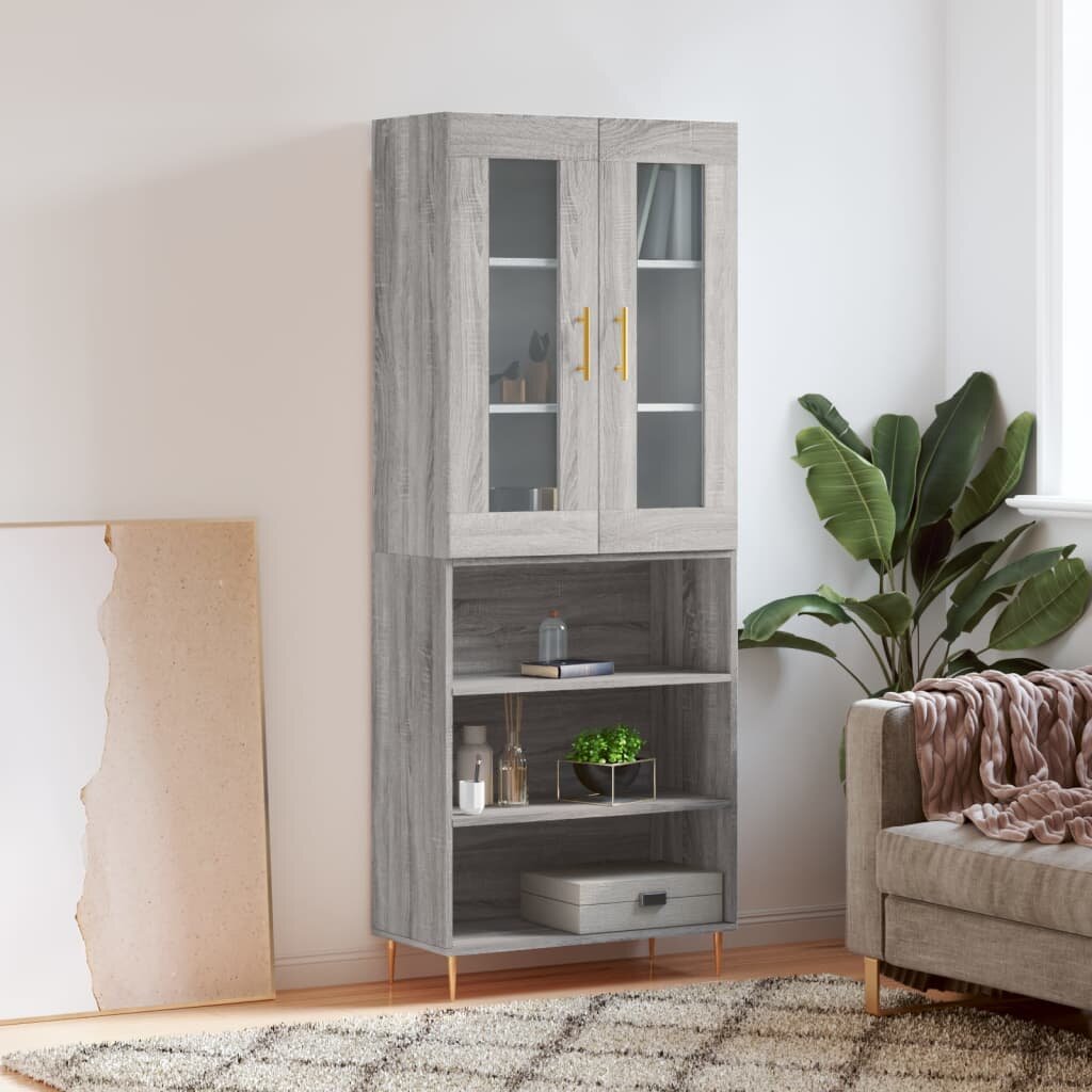 vidaXL Висок шкаф сив сонома 695x34x180 см инженерно дърво