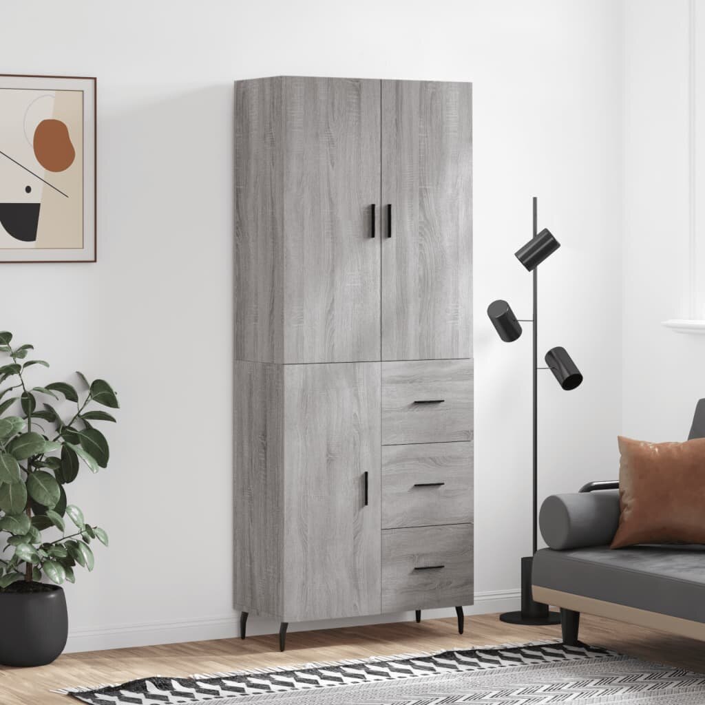 vidaXL Висок шкаф сив сонома 695x34x180 см инженерно дърво