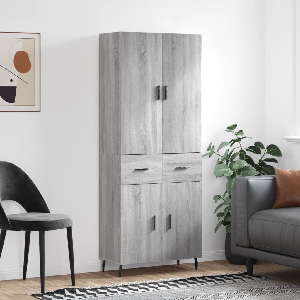 vidaXL Висок шкаф сив сонома 695x34x180 см инженерно дърво