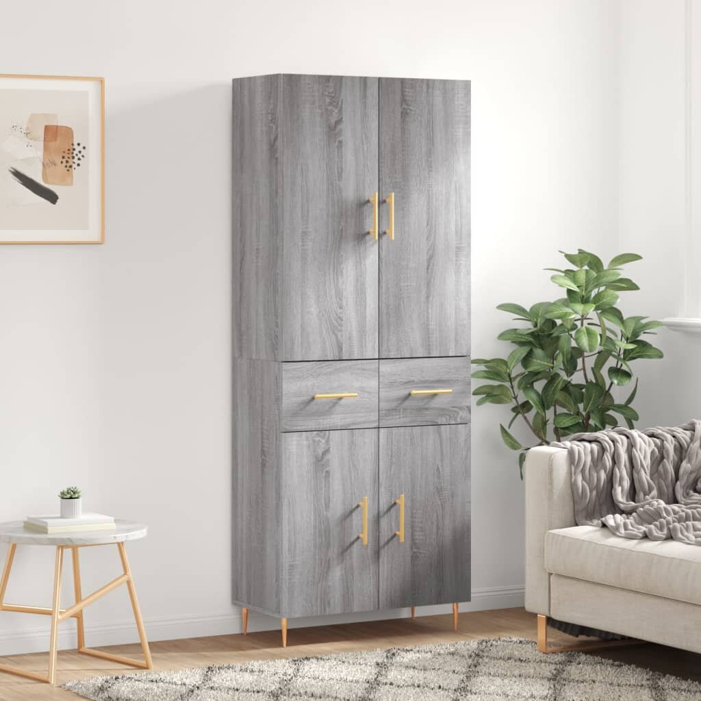 vidaXL Висок шкаф сив сонома 695x34x180 см инженерно дърво