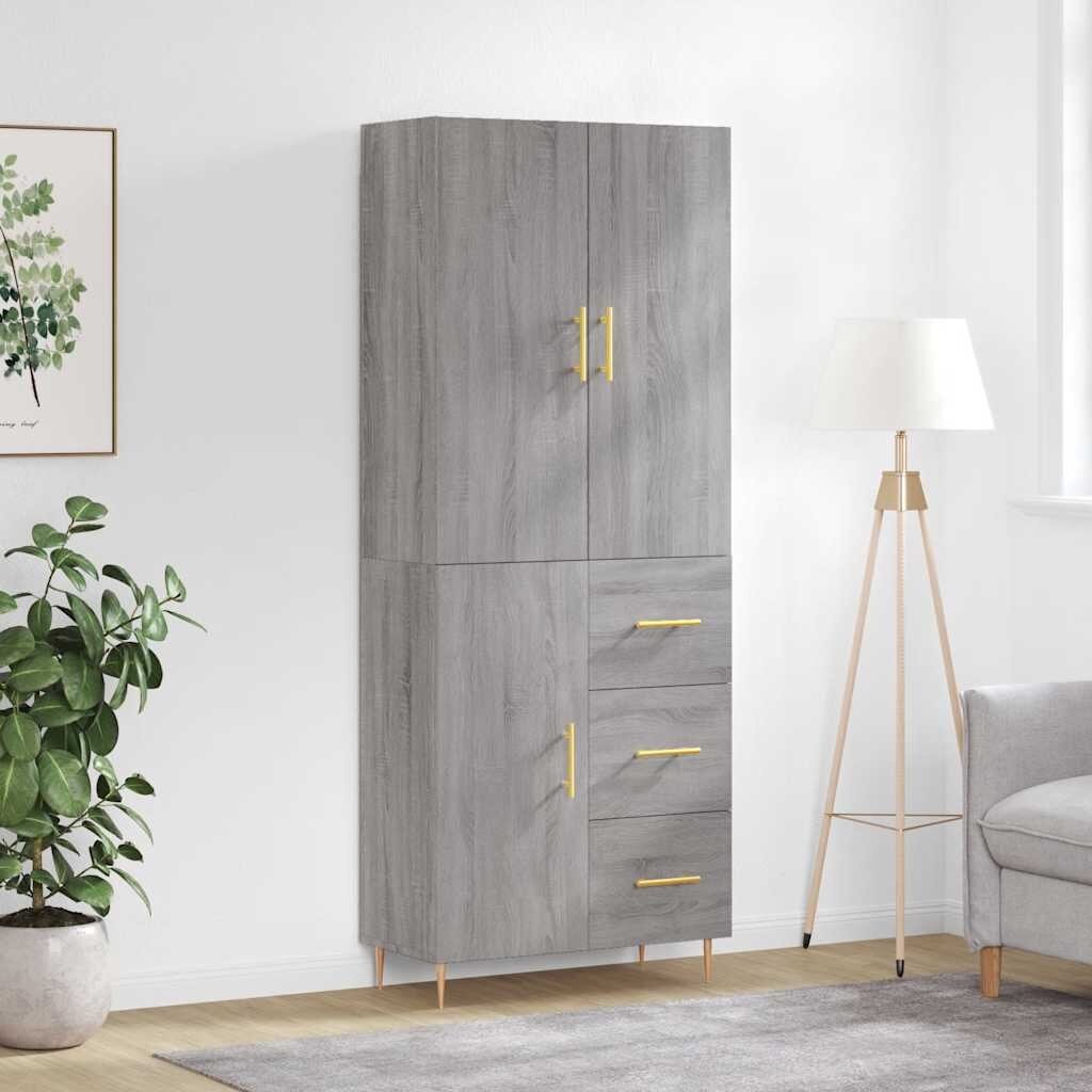 vidaXL Висок шкаф сив сонома 695x34x180 см инженерно дърво