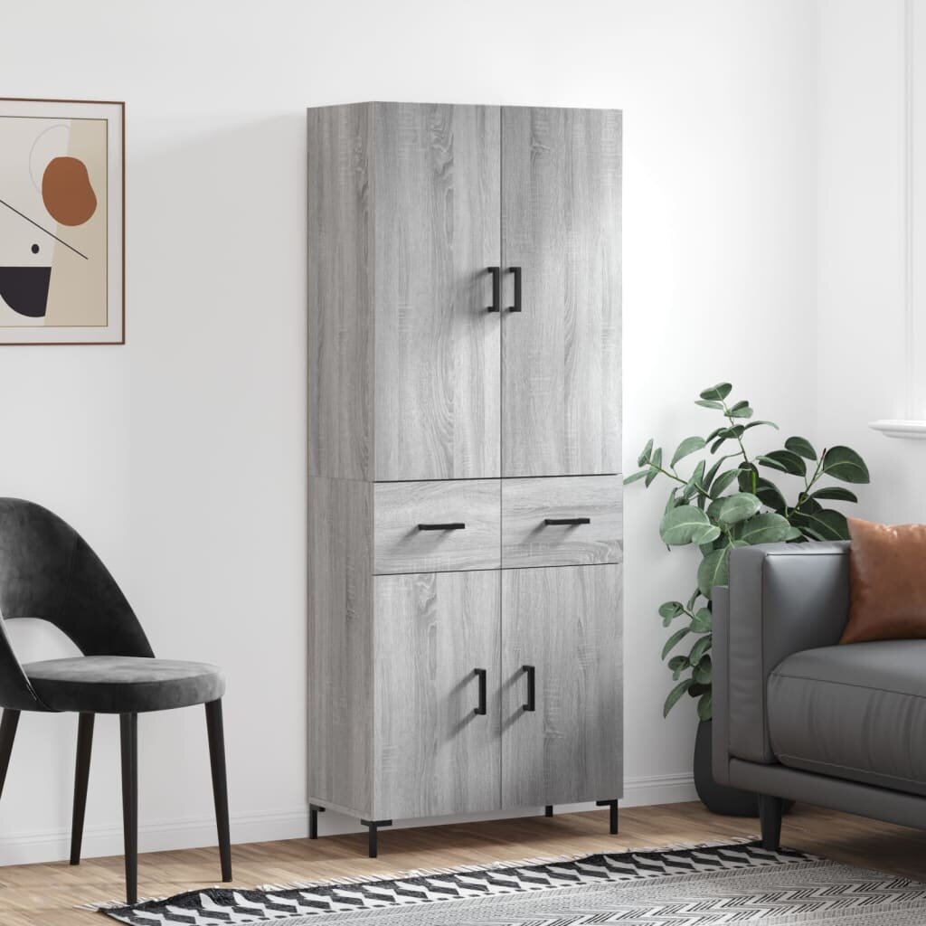vidaXL Висок шкаф сив сонома 695x34x180 см инженерно дърво