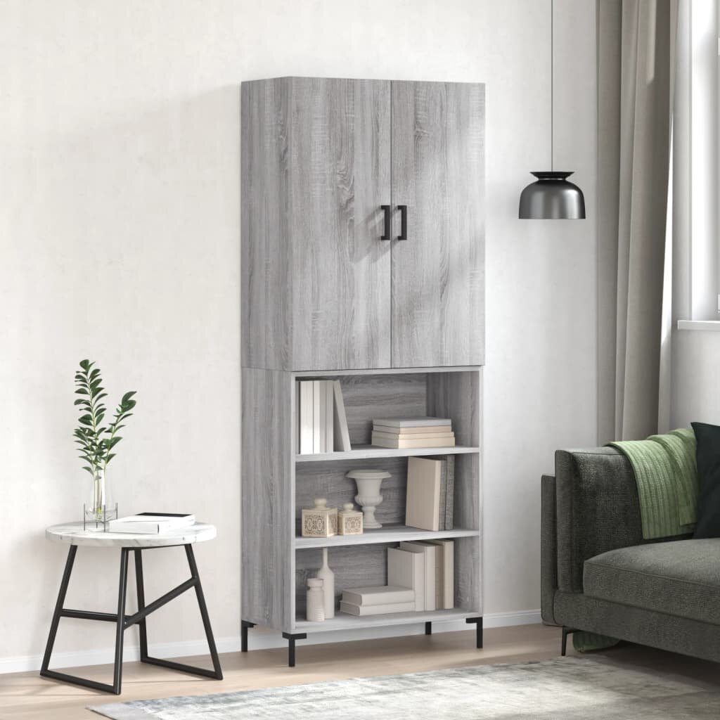 vidaXL Висок шкаф сив сонома 695x34x180 см инженерно дърво