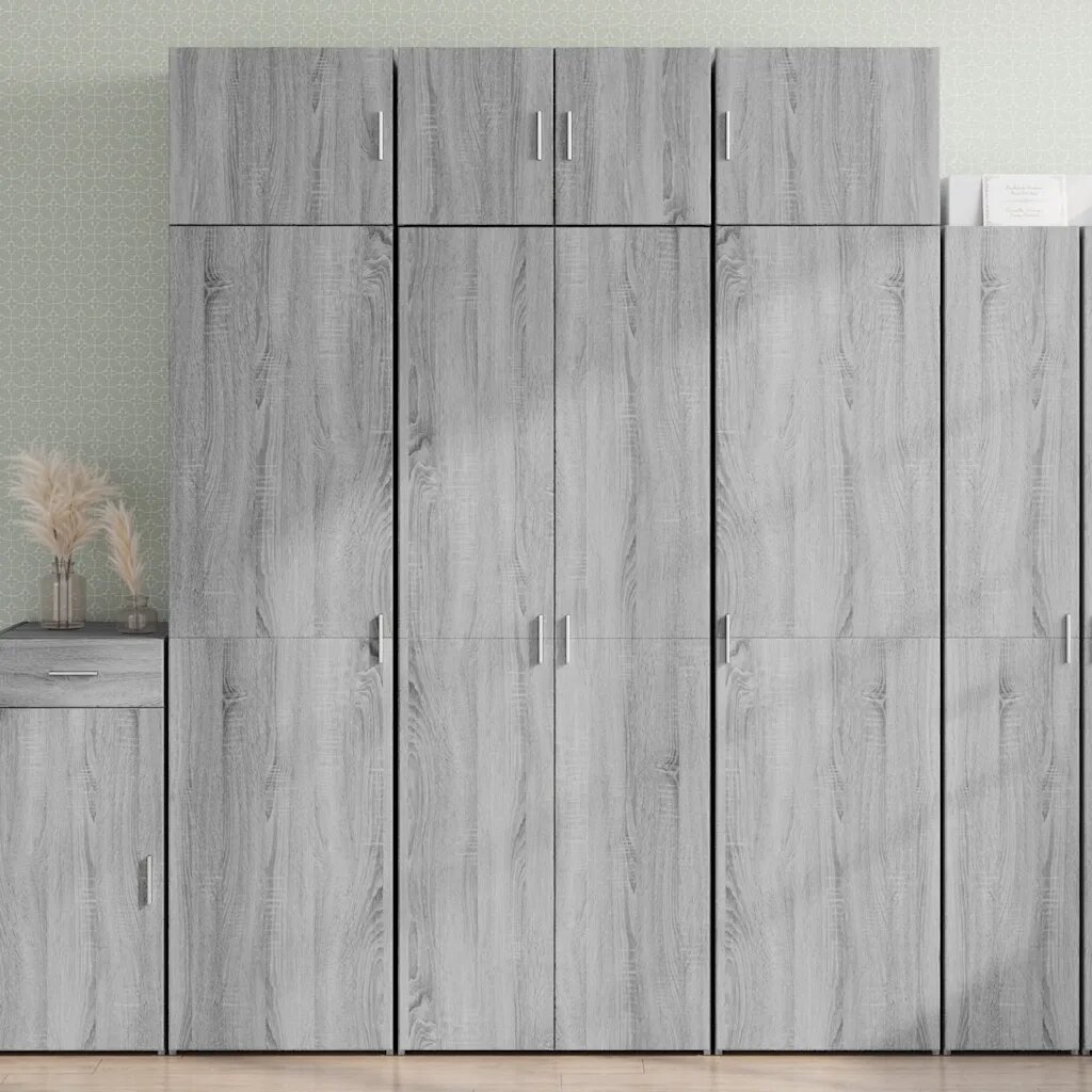 vidaXL Висок шкаф сив сонома 70x425x185 см инженерно дърво