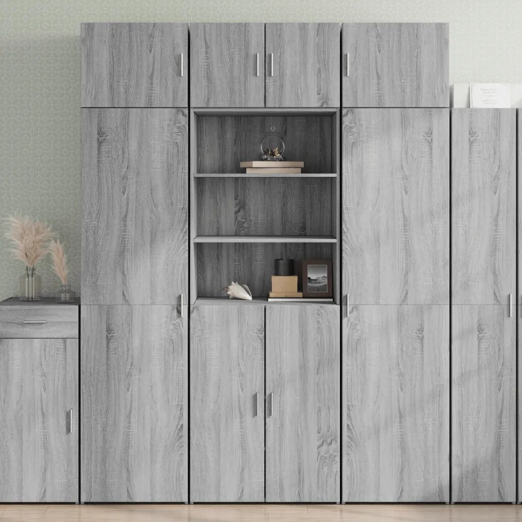 vidaXL Висок шкаф сив сонома 70x425x185 см инженерно дърво